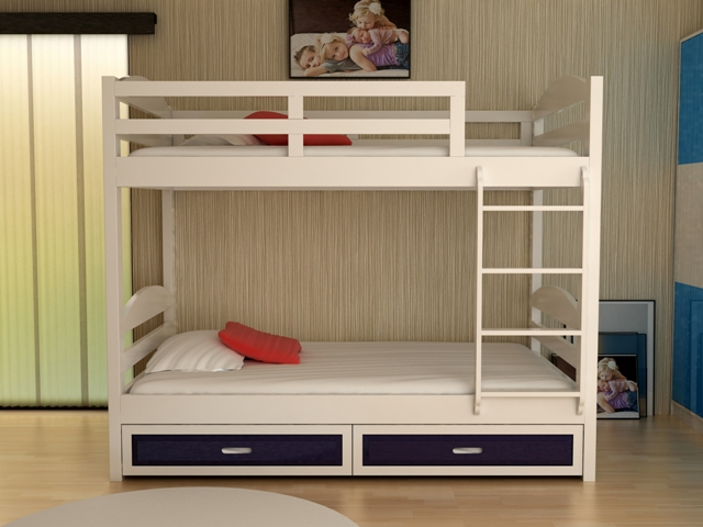 Mẫu giường hai tầng gỗ đa năng có ngăn kéo